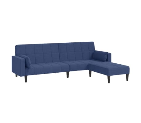 vidaXL Dvivietė sofa-lova su pagalvėmis ir pakoja, mėlyna, audinys