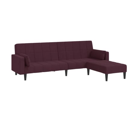 vidaXL Dvivietė sofa-lova su pagalvėmis ir pakoja, violetinė, audinys