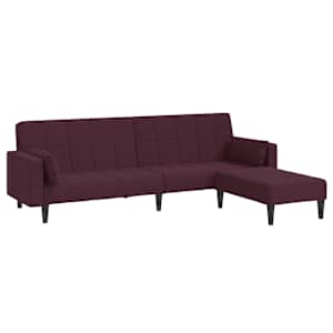 vidaXL Dvivietė sofa-lova su pagalvėmis ir pakoja, violetinė, audinys