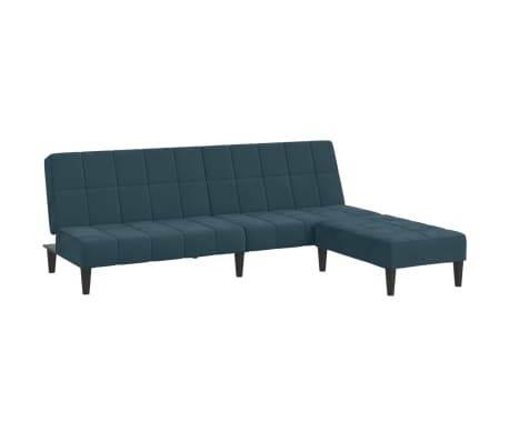 vidaXL Dvivietė sofa-lova su pakoja, mėlynos spalvos, aksomas