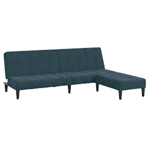 vidaXL Dvivietė sofa-lova su pakoja, mėlynos spalvos, aksomas