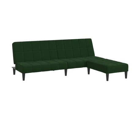 vidaXL Dvivietė sofa-lova su pakoja, tamsiai žalios spalvos, aksomas