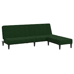 vidaXL Dvivietė sofa-lova su pakoja, tamsiai žalios spalvos, aksomas