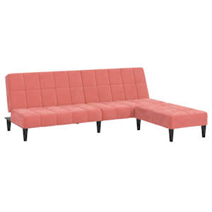 vidaXL Dvivietė sofa-lova su pakoja, rožinės spalvos, aksomas