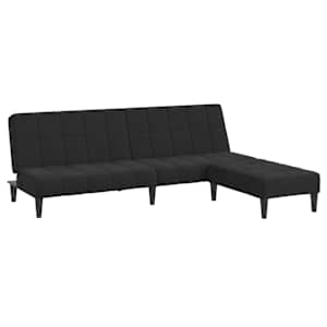 vidaXL Dvivietė sofa-lova su pakoja, juodos spalvos, aksomas