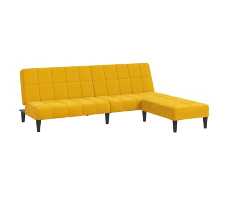 vidaXL Dvivietė sofa-lova su pakoja, geltonos spalvos, aksomas