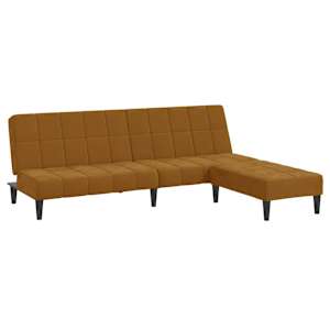 vidaXL Dvivietė sofa-lova su pakoja, rudos spalvos, aksomas
