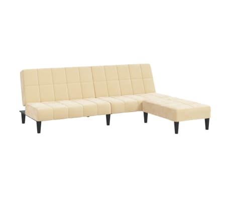 vidaXL Dvivietė sofa-lova su pakoja, kreminės spalvos, aksomas