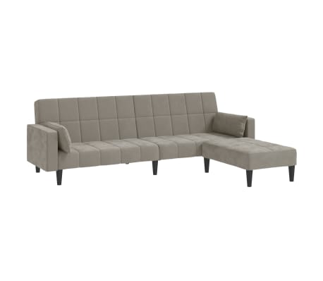 vidaXL Dvivietė sofa-lova su pagalvėmis ir pakoja, pilka, aksomas