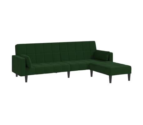vidaXL Dvivietė sofa-lova su pagalvėmis ir pakoja, žalia, aksomas