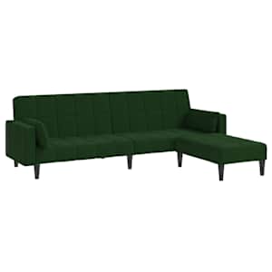 vidaXL Dvivietė sofa-lova su pagalvėmis ir pakoja, žalia, aksomas
