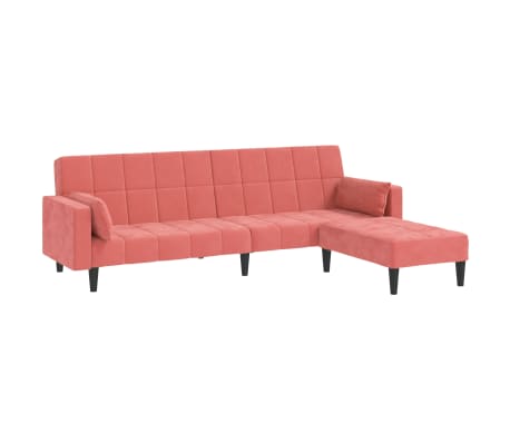 vidaXL Dvivietė sofa-lova su pagalvėmis ir pakoja, rožinė, aksomas