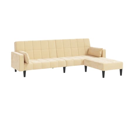 vidaXL Dvivietė sofa-lova su pagalvėmis ir pakoja, kreminė, aksomas