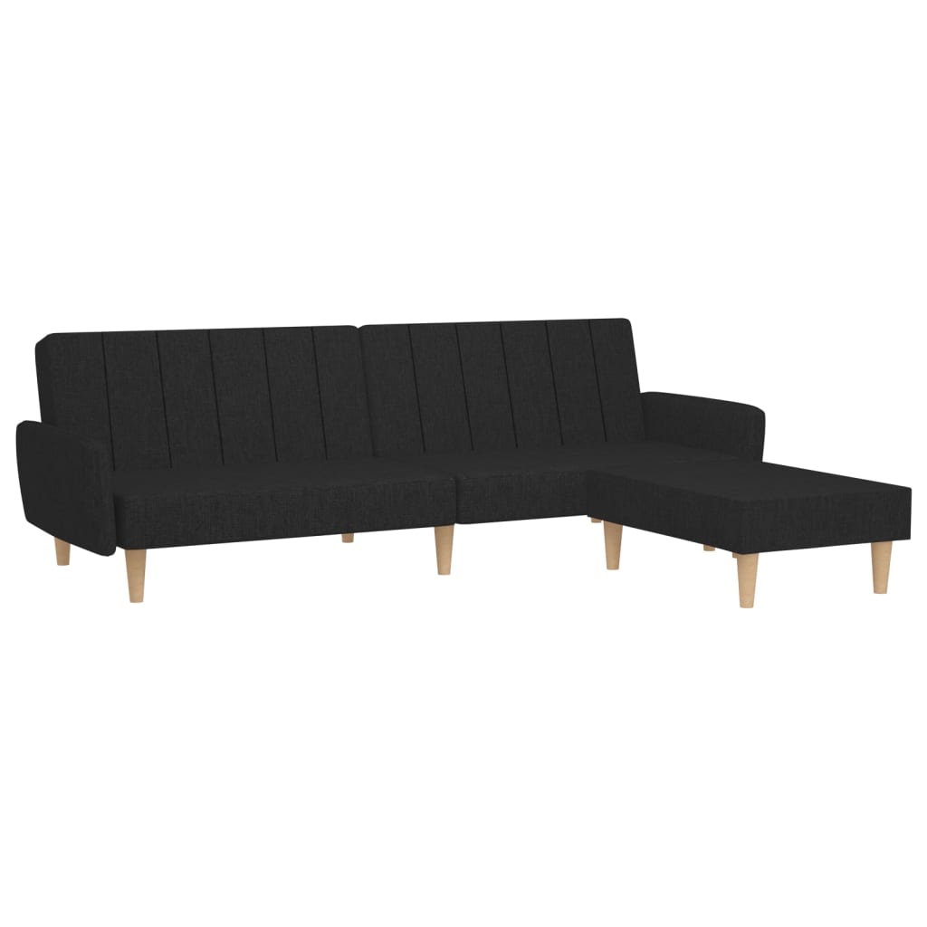 vidaXL Canapé-lit à 2 places avec repose-pied Noir Tissu