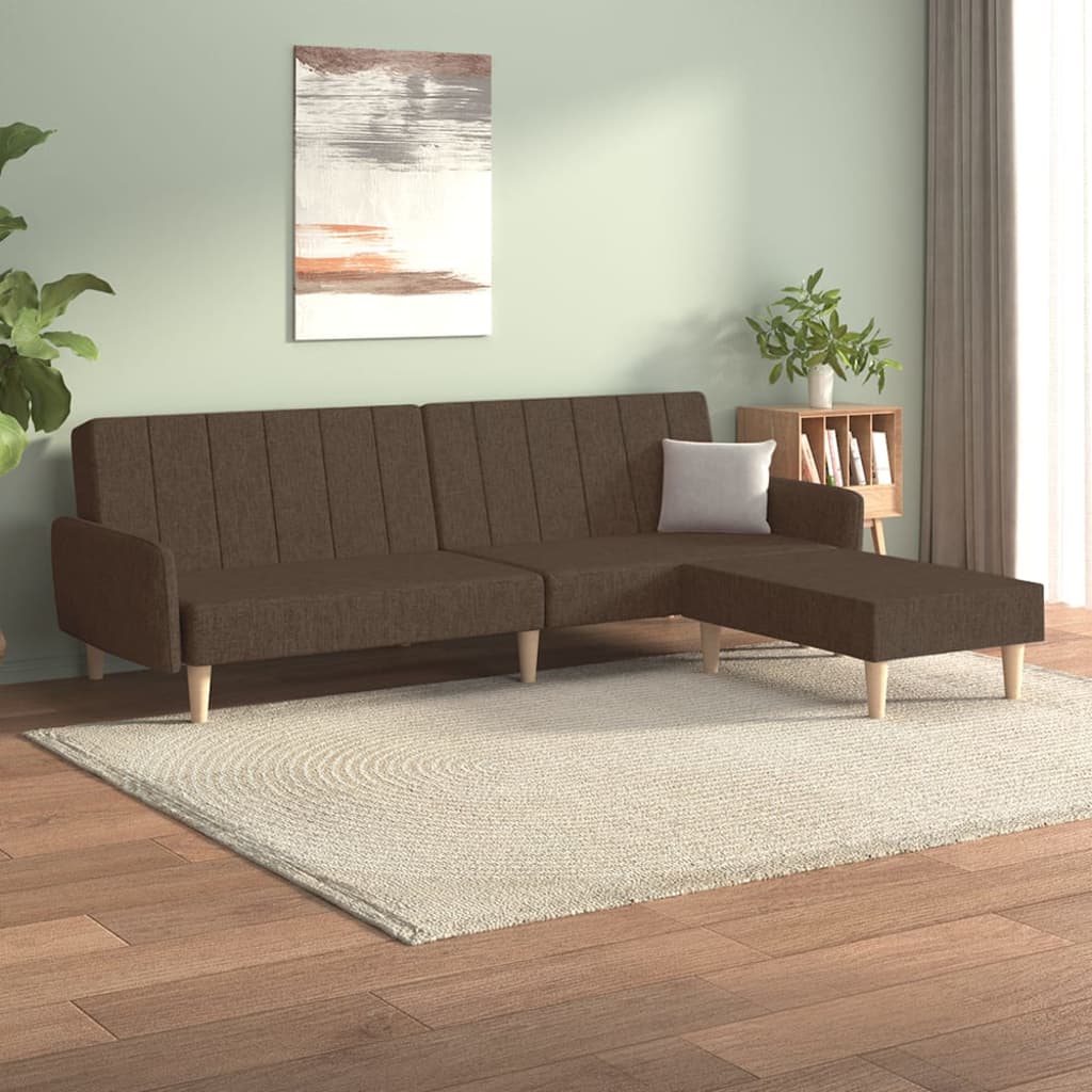 vida XL Schlafsofa 2-Sitzer mit Fußhocker Braun Stoff