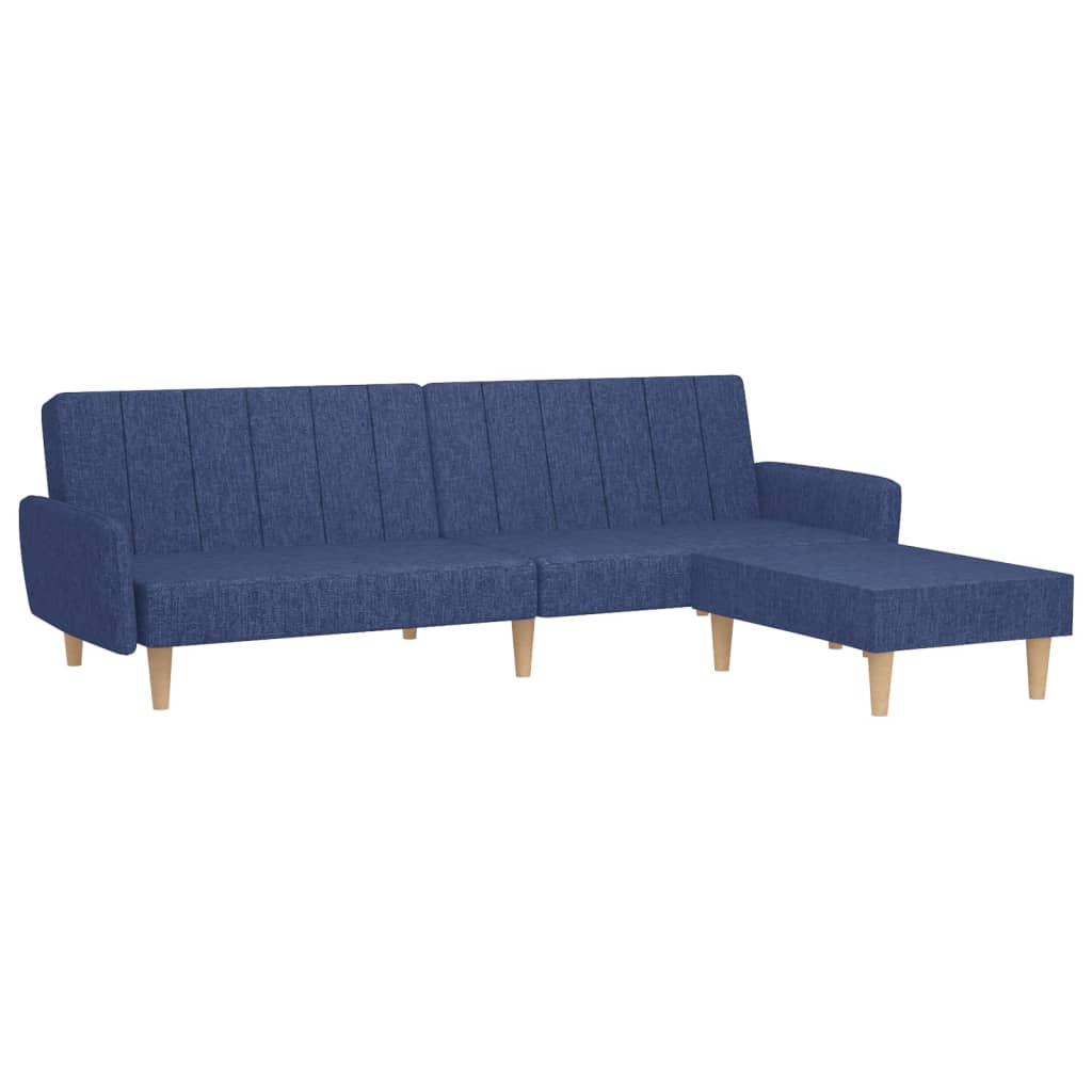 vidaXL Canapé-lit à 2 places avec repose-pied Bleu Tissu