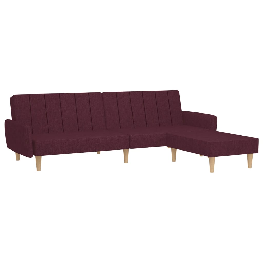 vidaXL Kavč dvosed z ležiščem in stolčkom vijolično blago