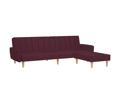 vidaXL Kavč dvosed z ležiščem in stolčkom vijolično blago