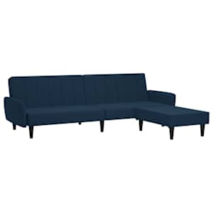 vidaXL Dvivietė sofa-lova su pakoja, mėlynos spalvos, aksomas