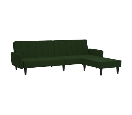 vidaXL Dvivietė sofa-lova su pakoja, tamsiai žalios spalvos, aksomas