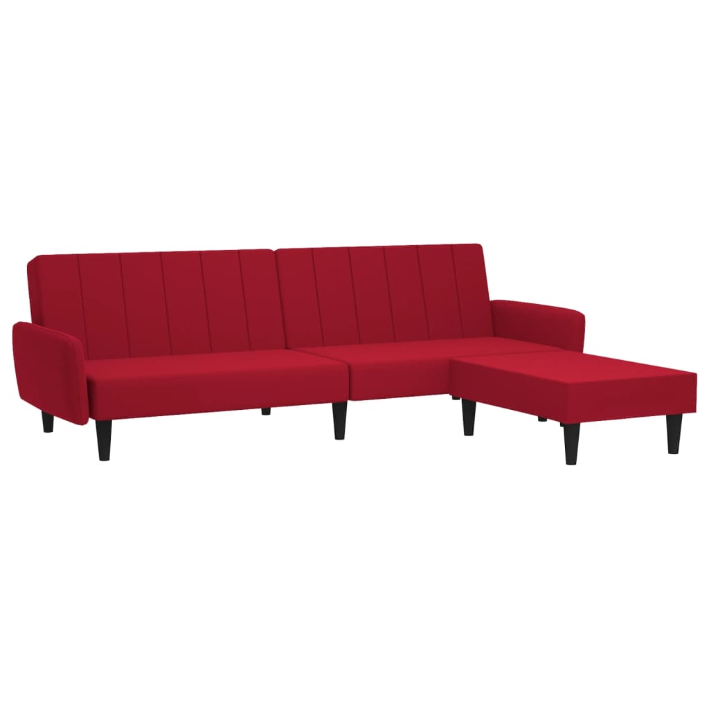 vidaXL 2-osobowa kanapa z podnóżkiem, winna czerwień, aksamitna