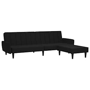 vidaXL Dvivietė sofa-lova su pakoja, juodos spalvos, aksomas