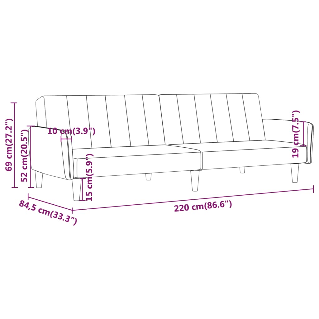 kétszemélyes sárga bársony kanapéágy zsámollyal