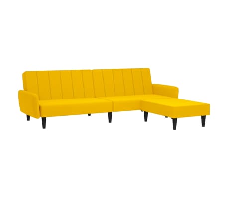 vidaXL kétszemélyes sárga bársony kanapéágy zsámollyal