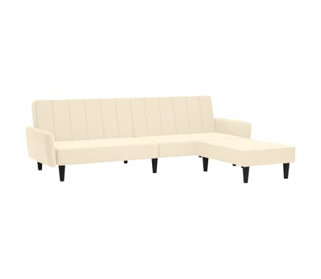 vidaXL Dvivietė sofa-lova su pakoja, kreminės spalvos, aksomas