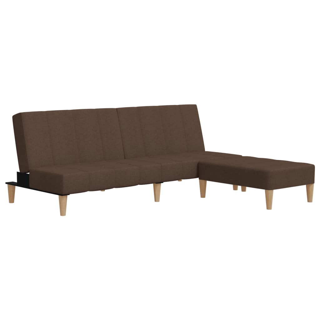 vidaXL Schlafsofa 2-Sitzer mit Hocker Braun Stoff