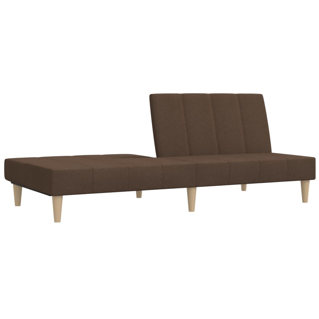 kétszemélyes barna szövet kanapéágy zsámollyal