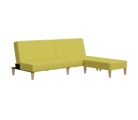 vidaXL 2-vietīga dīvāngulta ar soliņu, zaļš audums