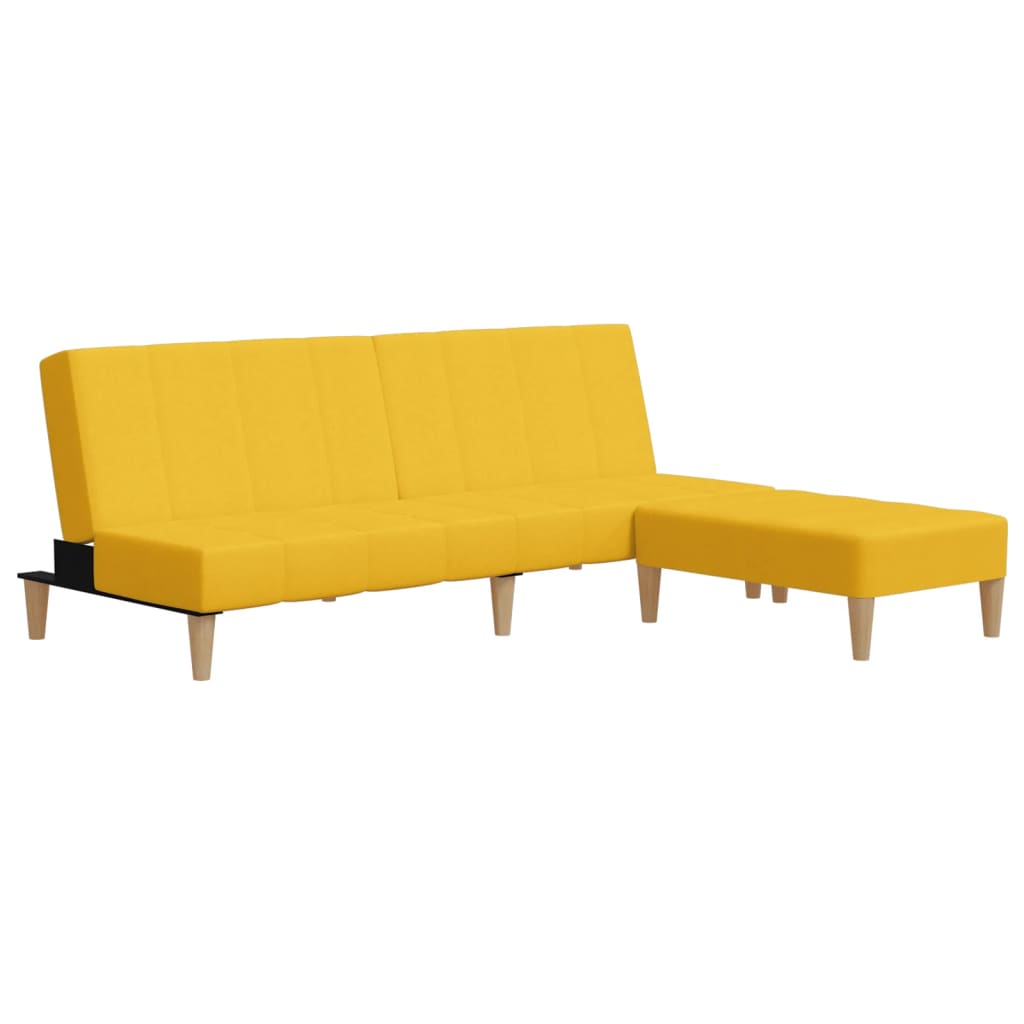 vidaXL Καναπές Κρεβάτι Διθέσιος Κίτρινος Υφασμάτινος με Υποπόδιο