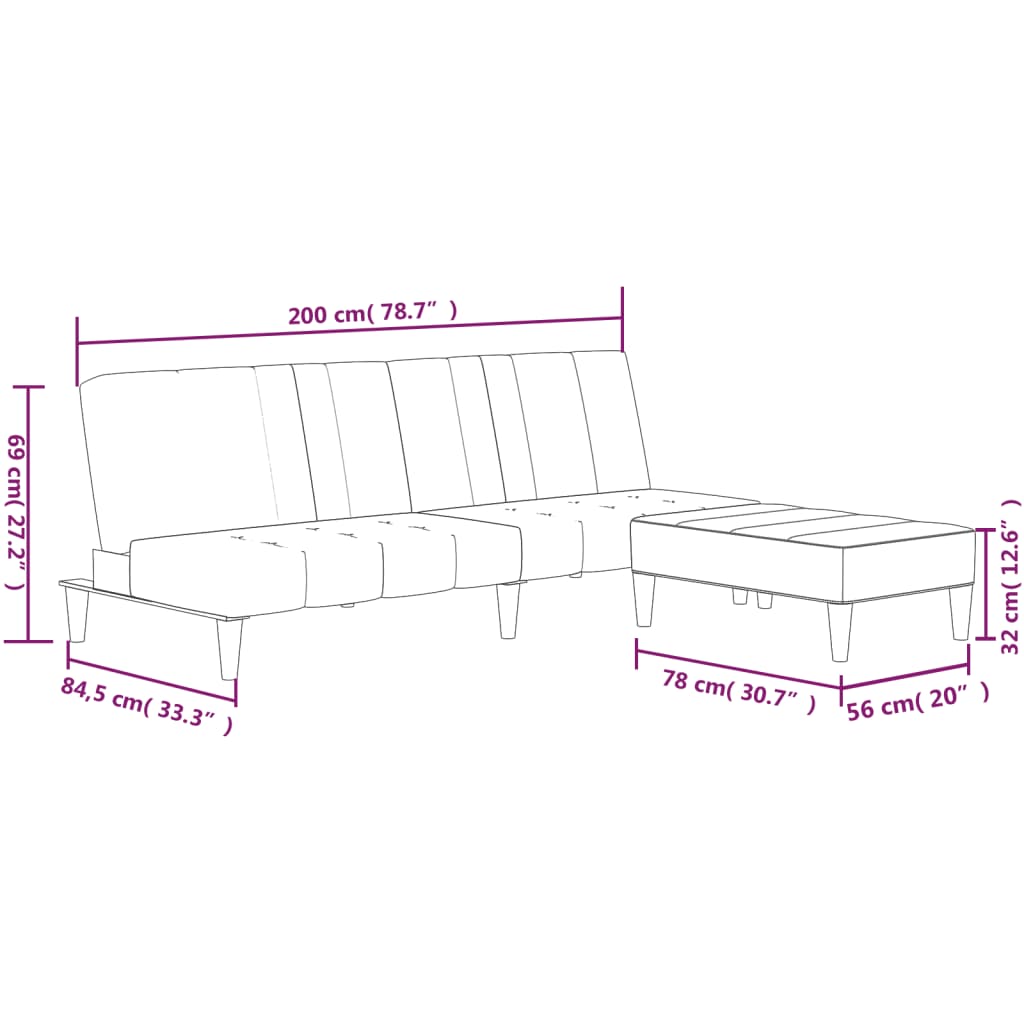 kétszemélyes bordó szövet kanapéágy zsámollyal