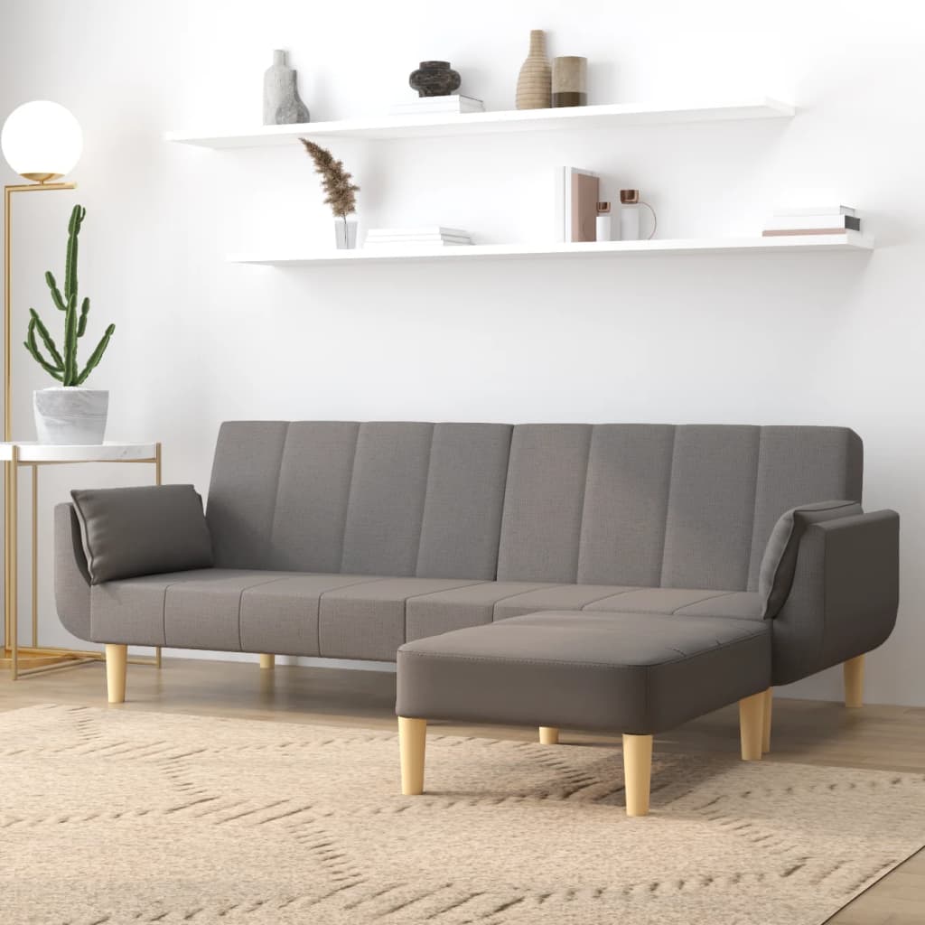 vidaXL 2-personers sovesofa med skammel og 2 puder stof lysegrå