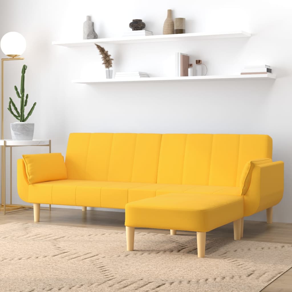 vidaXL 2-personers sovesofa med skammel og 2 puder stof gul