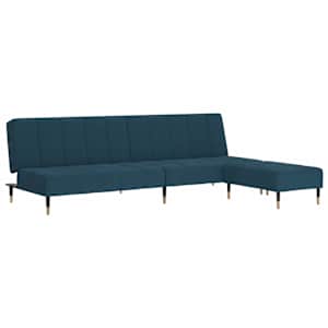 vidaXL Dvivietė sofa-lova su pakoja, mėlynos spalvos, aksomas