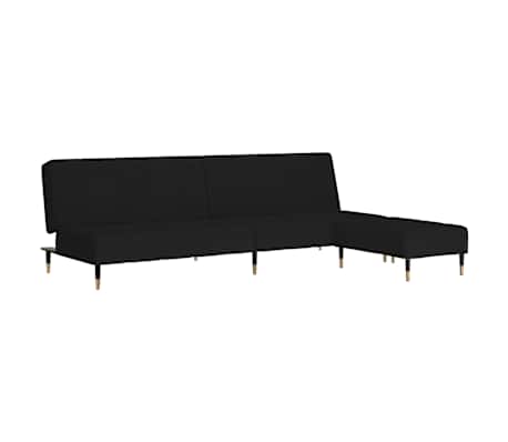 vidaXL Dvivietė sofa-lova su pakoja, juodos spalvos, aksomas