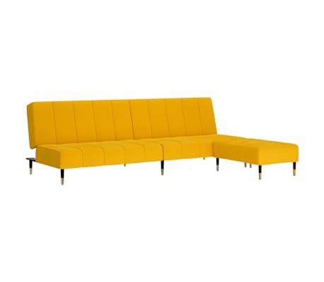 vidaXL Dvivietė sofa-lova su pakoja, geltonos spalvos, aksomas