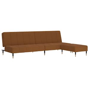 vidaXL Dvivietė sofa-lova su pakoja, rudos spalvos, aksomas