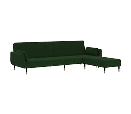 vidaXL Dvivietė sofa-lova su pakoja ir pagalvėmis, žalia, aksomas