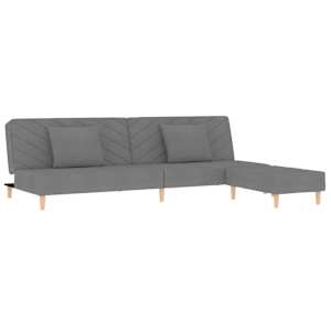 vidaXL Schlafsofa 2-Sitzer mit 2 Kissen und Fu&szlig;hocker Hellgrau Stoff
