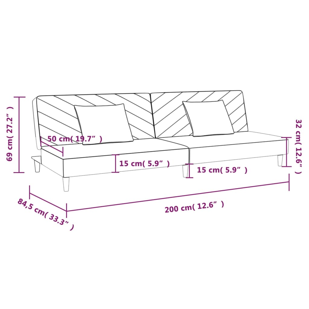 2-местен диван с две възглавници и табуретка, тъмносив, текстил