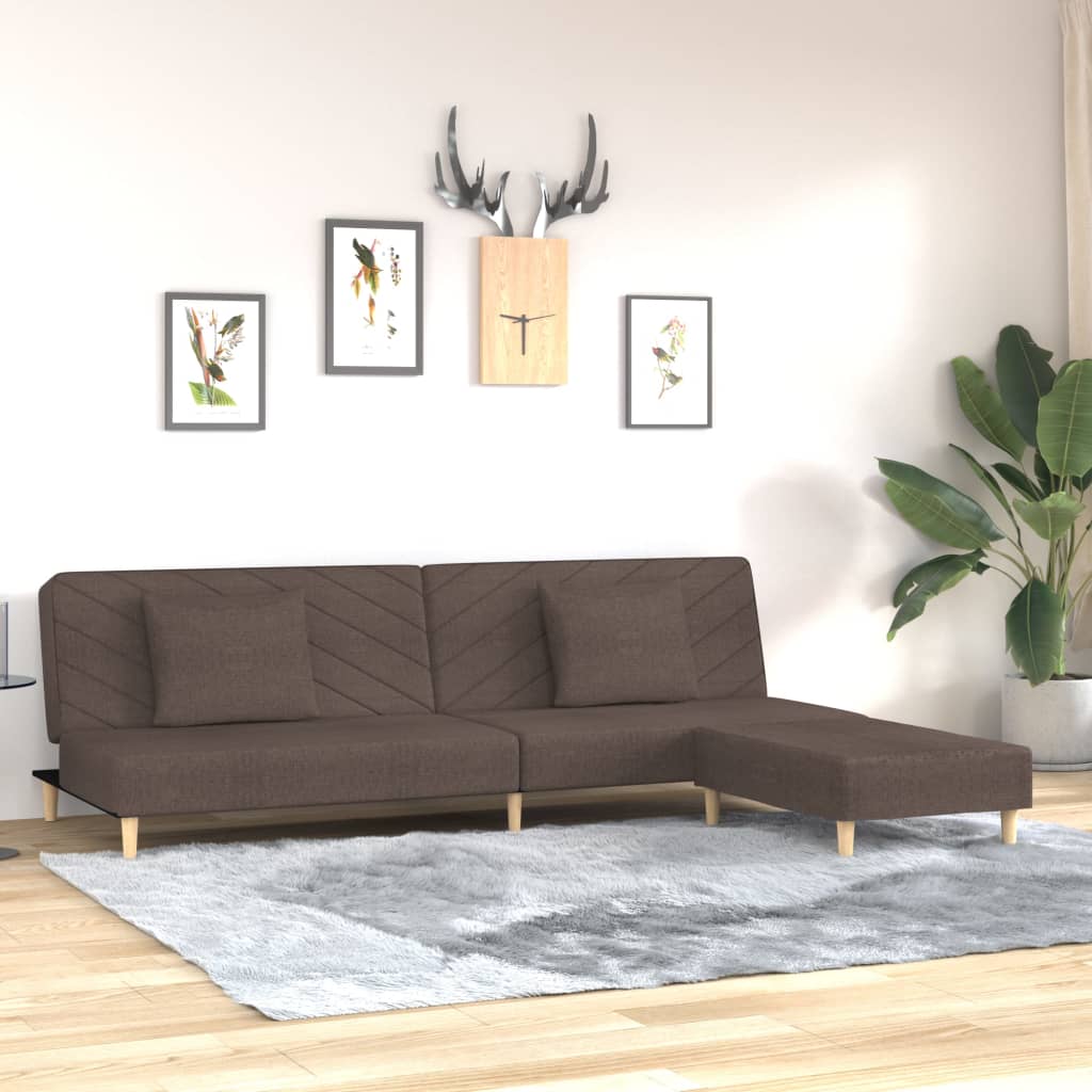 vidaXL 2-personers sovesofa med 2 puder og fodskammel stof gråbrun