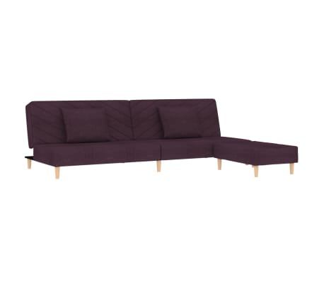 vidaXL Dvivietė sofa su dvejomis pagalvėmis/pakoja, violetinė, audinys