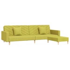 vidaXL Dvivietė sofa su dvejomis pagalvėmis ir pakoja, žalia, audinys