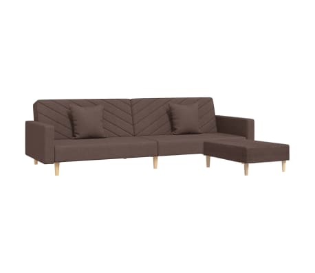 vidaXL 2-местен диван с две възглавници и табуретка, таупе, текстил