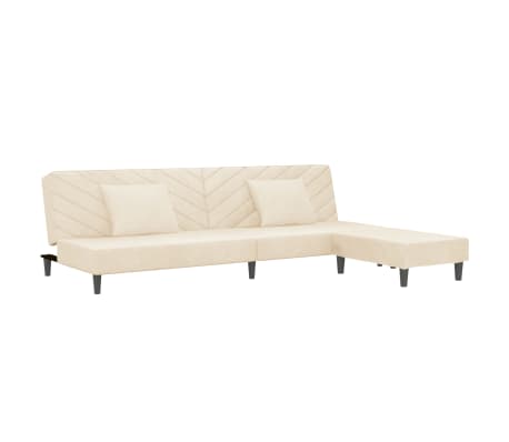 vidaXL Dvivietė sofa-lova su dvejom pagalvėm/pakoja, kreminė, aksomas