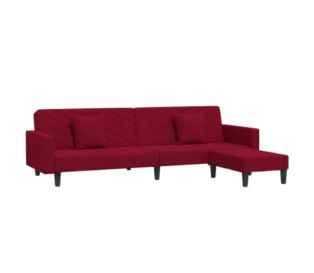 vidaXL Dvivietė sofa-lova su dvejomis pagalvėmis/pakoja, vyno, aksomas