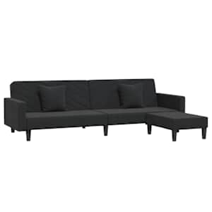 vidaXL Dvivietė sofa-lova su dvejom pagalvėm/pakoja, juoda, aksomas
